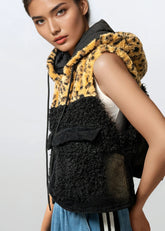 Cropped Leopard Contrast Faux Fur Vest Vests Kate Hewko 