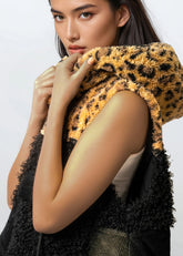 Cropped Leopard Contrast Faux Fur Vest Vests Kate Hewko 