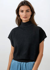 Cropped Mock Neck Sweater Sweaters Kate Hewko Black 