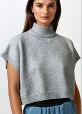 Cropped Mock Neck Sweater Sweaters Kate Hewko Grey 