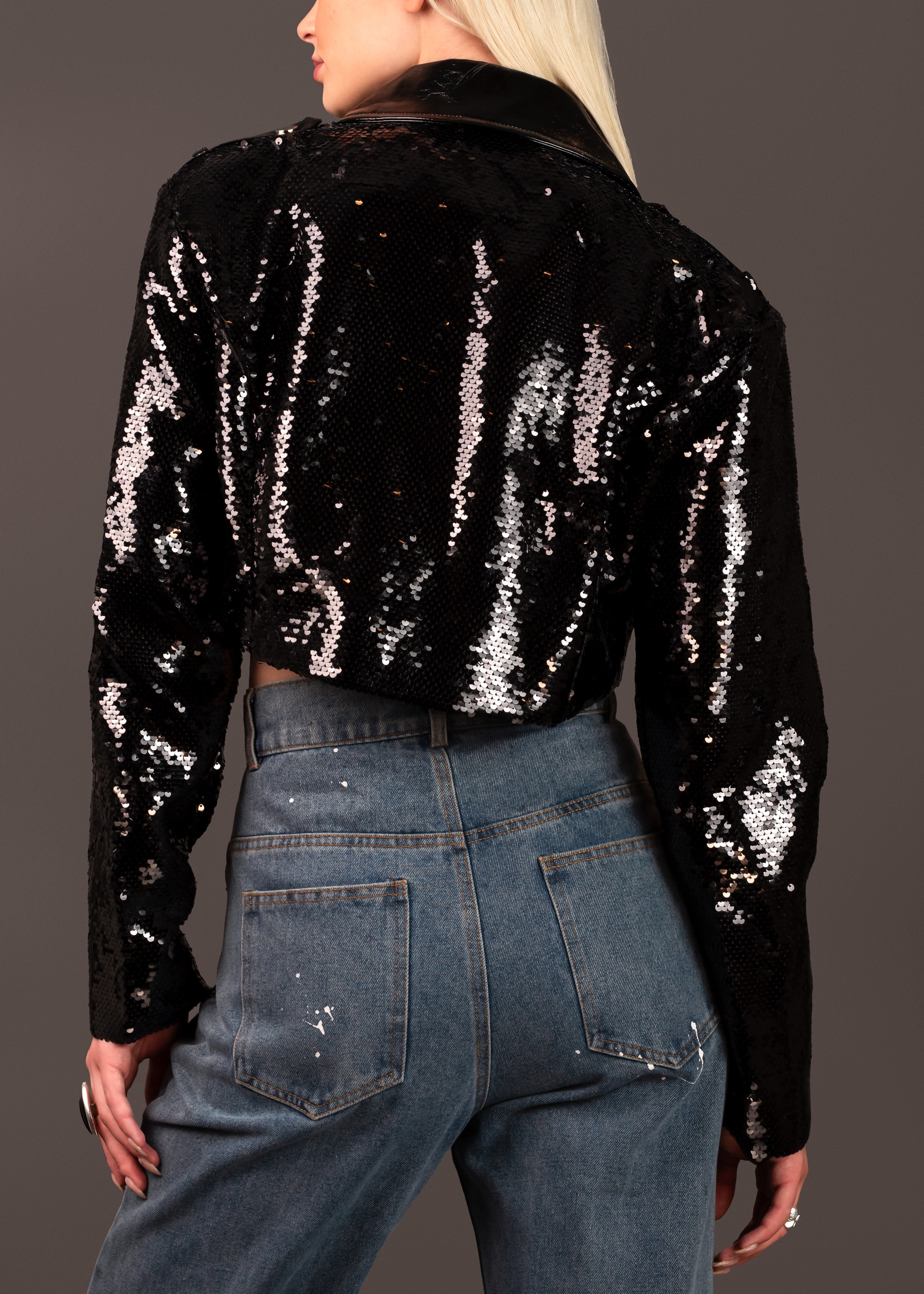 Cropped Patent Sequin Jacket Outerwear Kate Hewko 