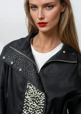 Cropped Pearl Embellished Utility Jacket Outerwear Kate Hewko 
