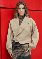 Cropped Trench Bomber Jacket Outerwear Kate Hewko Khaki S 