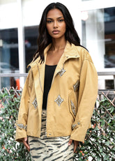 Crystal Embellished Utility Jacket Outerwear Kate Hewko 