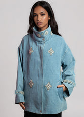 Crystal Embellished Utility Jacket Outerwear Kate Hewko 