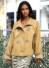 Crystal Embellished Utility Jacket Outerwear Kate Hewko 