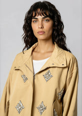 Crystal Embellished Utility Jacket Outerwear Kate Hewko 