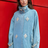 Crystal Embellished Utility Jacket Outerwear Kate Hewko Light Denim One size 