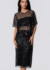Crystal Grid Mesh Skirt Set Two Piece Sets Kate Hewko 