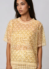 Crystal Grid Mesh Skirt Set Two Piece Sets Kate Hewko 
