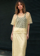 Crystal Grid Mesh Skirt Set Two Piece Sets Kate Hewko 
