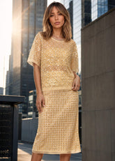 Crystal Grid Mesh Skirt Set Two Piece Sets Kate Hewko 