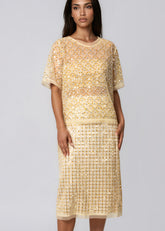 Crystal Grid Mesh Skirt Set Two Piece Sets Kate Hewko 