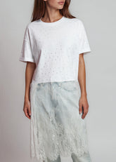 Crystal Stud Lace Hem Tee Tees Kate Hewko 