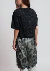 Crystal Stud Lace Hem Tee Tees Kate Hewko 