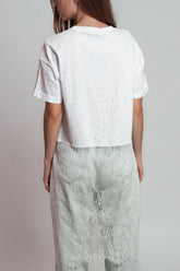 Crystal Stud Lace Hem Tee Tees Kate Hewko 