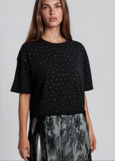 Crystal Stud Lace Hem Tee Tees Kate Hewko 