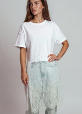 Crystal Stud Lace Hem Tee Tees Kate Hewko 