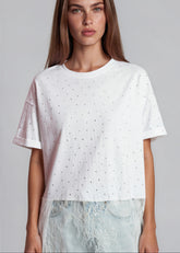 Crystal Stud Lace Hem Tee Tees Kate Hewko 
