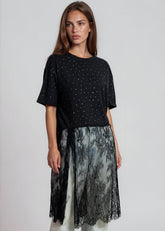 Crystal Stud Lace Hem Tee Tees Kate Hewko 