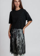 Crystal Stud Lace Hem Tee Tees Kate Hewko 