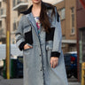 Denim Color Block Button Up Trench Outerwear Kate Hewko 