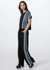 Denim Contrast Stripe Athleisure Set Two Piece Sets Kate Hewko 