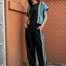 Denim Contrast Stripe Athleisure Set Two Piece Sets Kate Hewko Multicolor One size 