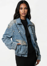 Denim Embellished Denim Bomber Jacket Outerwear Kate Hewko 