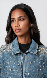 Denim Embellished Denim Bomber Jacket Outerwear Kate Hewko 