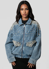 Denim Embellished Denim Bomber Jacket Outerwear Kate Hewko 