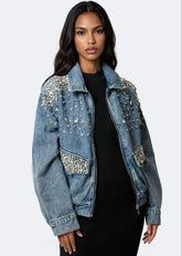 Denim Embellished Denim Bomber Jacket Outerwear Kate Hewko 