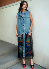 Denim Fishnet Hem Vest Vests Kate Hewko 