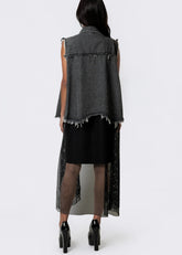 Denim Fishnet Hem Vest Vests Kate Hewko 