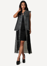 Denim Fishnet Hem Vest Vests Kate Hewko 
