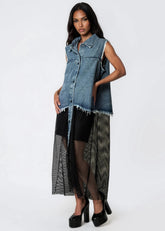 Denim Fishnet Hem Vest Vests Kate Hewko 