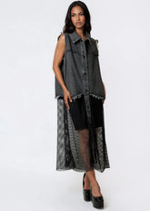 Denim Fishnet Hem Vest Vests Kate Hewko 