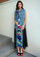 Denim Fishnet Hem Vest Vests Kate Hewko 