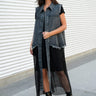 Denim Fishnet Hem Vest Vests Kate Hewko Dark Denim One size 