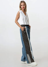 Denim + Leopard Print Athleisure Pant Pants Kate Hewko 