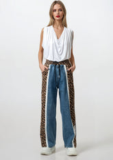 Denim + Leopard Print Athleisure Pant Pants Kate Hewko 