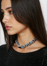 Denim Linked Chain Necklace Necklaces Kate Hewko 