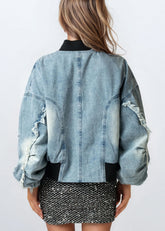 Denim Moto Patch Bomber Outerwear Kate Hewko 