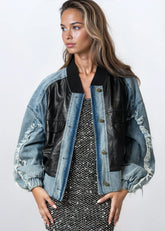 Denim Moto Patch Bomber Outerwear Kate Hewko 