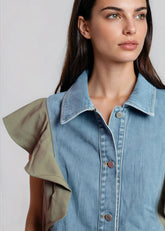Denim Poplin Ruffle Vest Vests Kate Hewko 