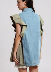 Denim Poplin Ruffle Vest Vests Kate Hewko 