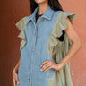 Denim Poplin Ruffle Vest Vests Kate Hewko 