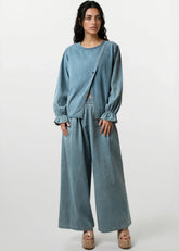 Denim Wrap Two Piece Pant Set Two Piece Sets Kate Hewko 