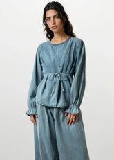 Denim Wrap Two Piece Pant Set Two Piece Sets Kate Hewko 
