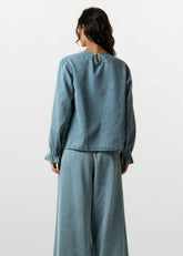 Denim Wrap Two Piece Pant Set Two Piece Sets Kate Hewko 